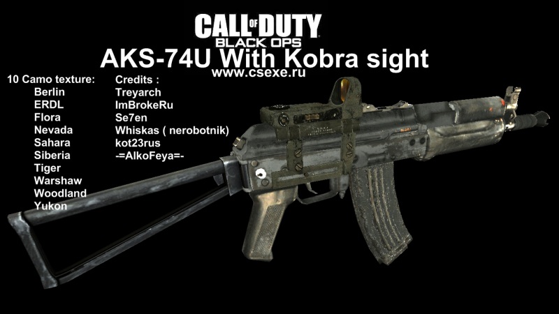 COD7 Black Ops AKS-74U with Kobra sight (pack)