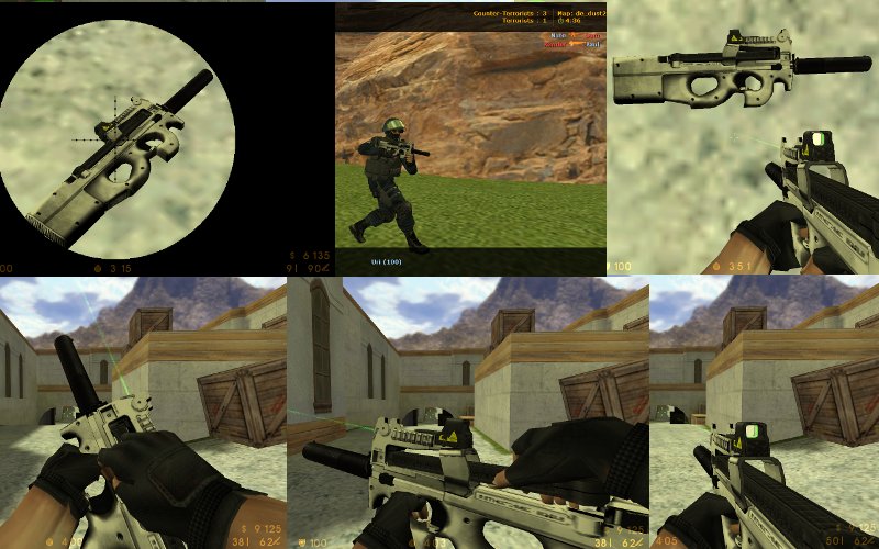 Silver FN P-90 With green laser