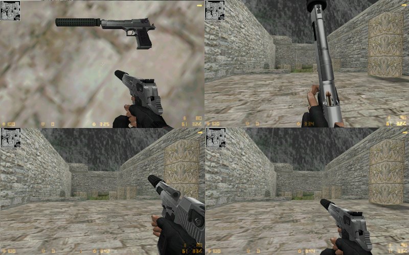 Silver Desert Eagle with silencer