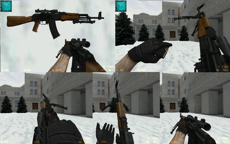АК-47 с тактическим фонарем на оптике
