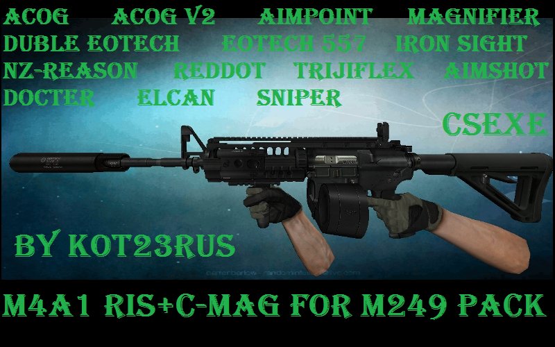 M4A1 RIS + C-mag + Attachment + Silencer Pack